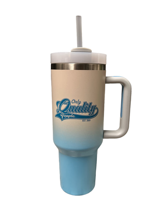 OQP 40 oz. White/Blue Tumbler